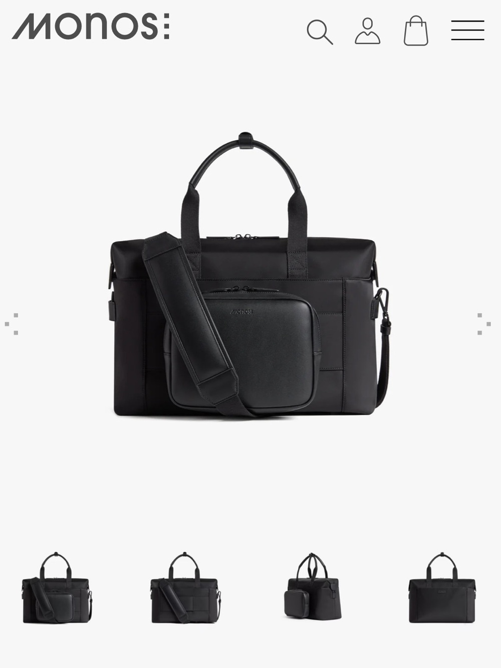 MONOS trolley sleeve Metro Duffel Black Leather-Trim Travel Bag laptop